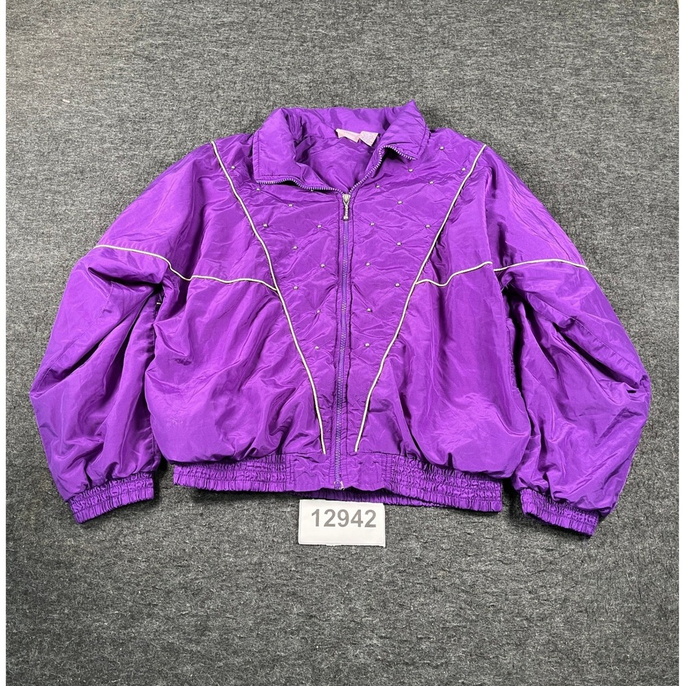 Southern Expressions Windbreaker Jacket Womens M Purple Excellent Studded
